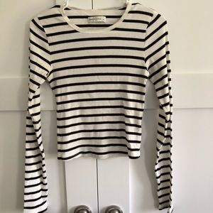 Striped Cropped Long-Sleeve Shirt